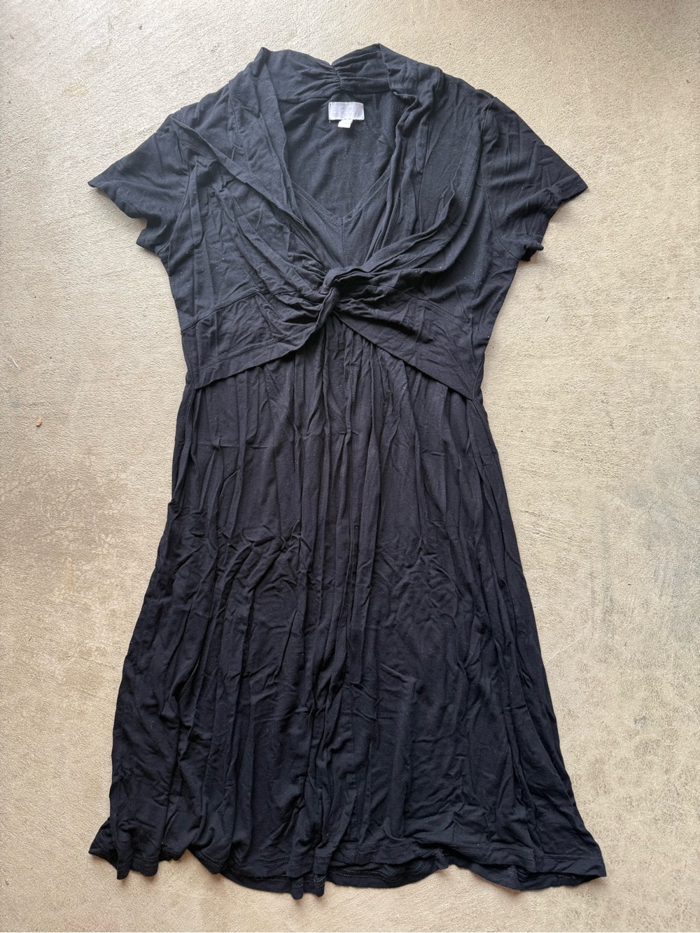 a:glow Black Knot-Front V-Neck Midi Dress